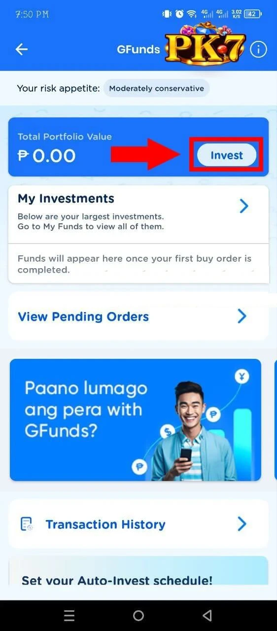 GCash GFunds ALFM selection screen